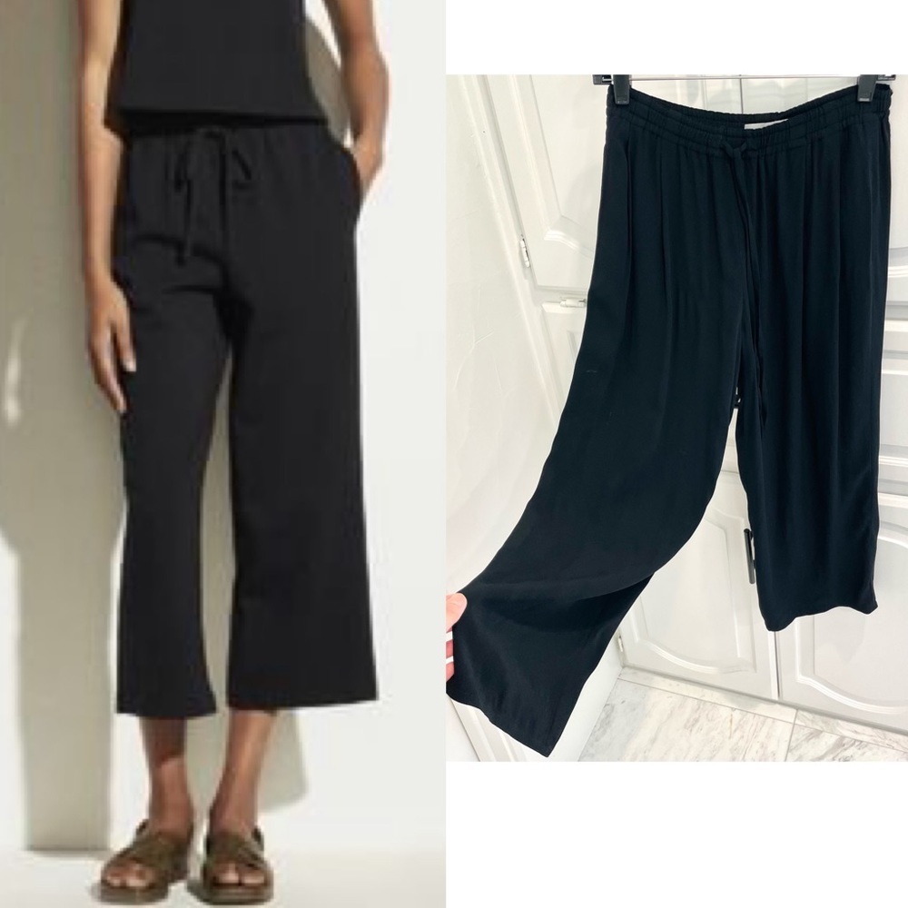 Vince elastic waist black crop culottes